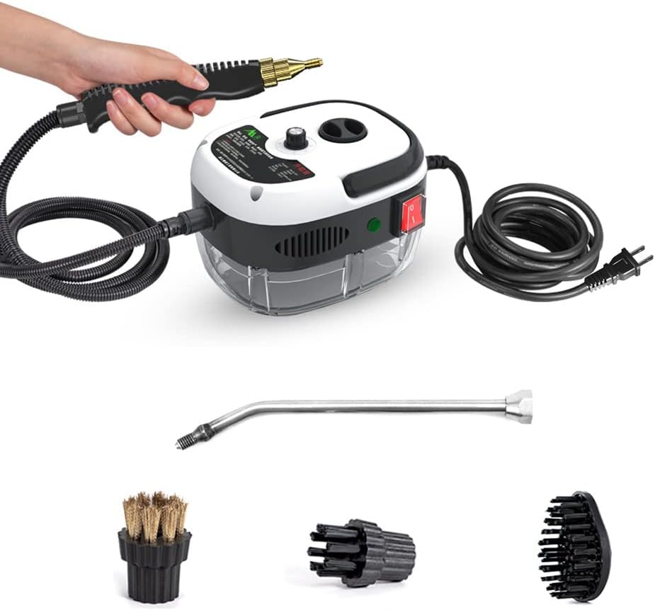 2500W Handheld Steam Cleaner High Temperature Pressurized Steam Cleaning Machine Portable Car Steamer with Brush Heads (Blue)