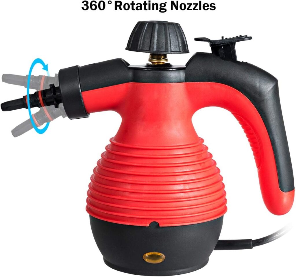 Goplus Handheld Pressurized Steam Cleaner, Multi-Purpose Steamer, Steam Iron, 1050W, W/Attachments (Red)