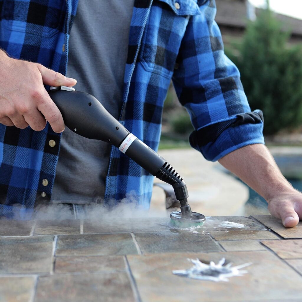 McCulloch MC1275 Heavy-Duty Steam Cleaner with 18 Accessories, Extra-Long Power Cord, Chemical-Free Pressurized Cleaning for Most Floors, Counters, Appliances, Windows, Autos, and More, Yellow/Grey