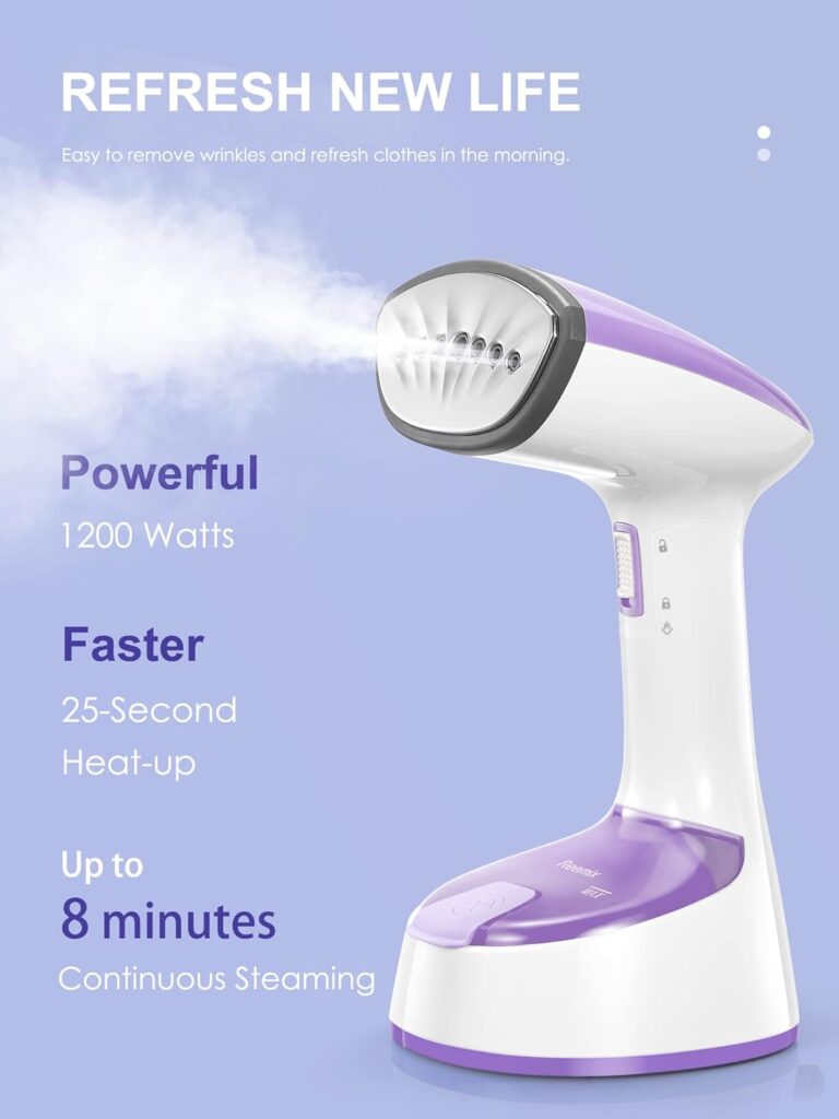 Steamer for Clothes, Reemix Garment Steamer With Large Detachable Water Tank 10.15Oz, 25S Fast Heat-up, 24g/min Strong Penetrating Steam, Handheld Garment Fabric Wrinkles Remover For Home, Office